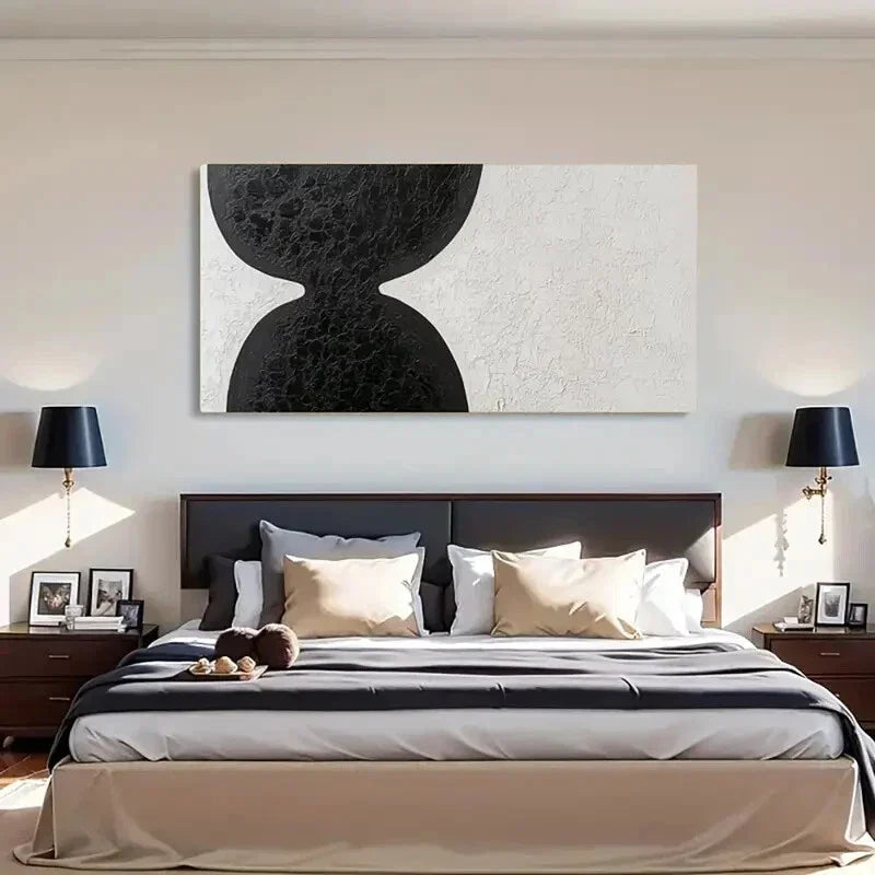Black and White Contrast Hook Wall Art Canvas Office Home Room Framed 120x60cm