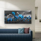 Vibrant Blue Floral Field Wall Art Canvas Office Home Room Framed 80x45cm