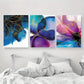 3pcs Purple and Blue Abstract Floral Design Metal Print Ready to Hang Art