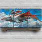 3pcs Dragon Knight Red & White Metal Print Ready to Hang Art