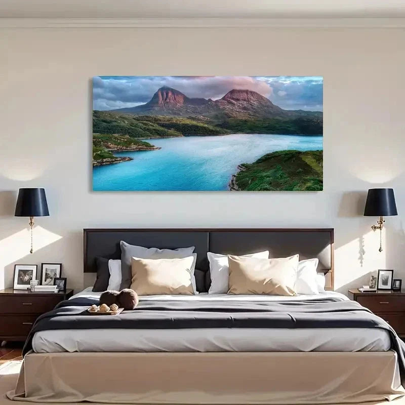 Scottish Sunset Island Classic Wall Art Canvas Office Home Room Framed 120x60cm