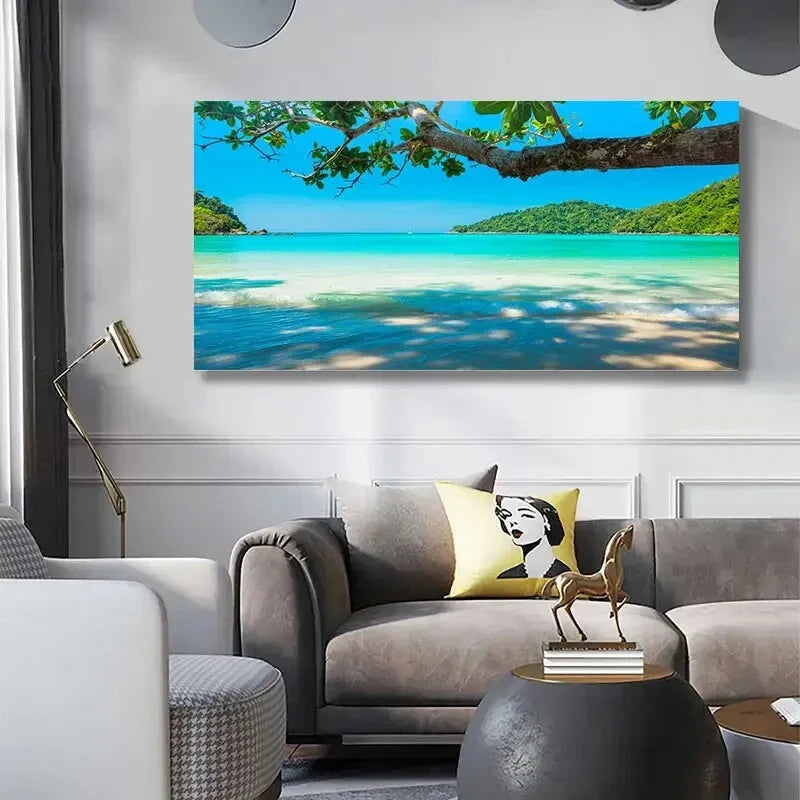 Vibrant Blue Sky wall canvas office home room framed 120x60cm