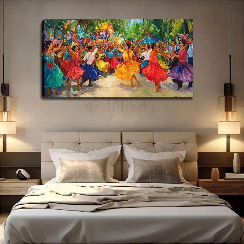 A Group Of People In Bright Wall Art Canvas Office Home Room Framed 80x45cm
