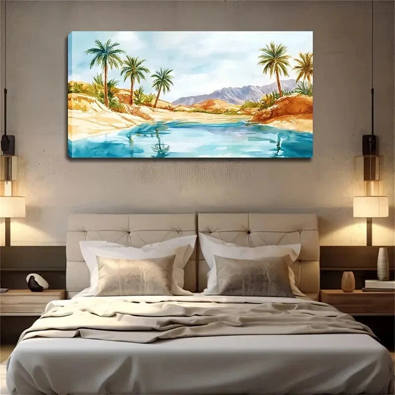 Minimalist Desert Palm Trees Wall Art Canvas Office Home Room Framed 120x60cm