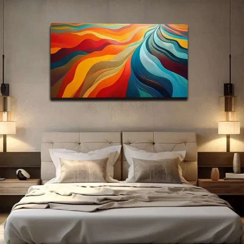 Large Abstract River Wall Art Canvas Office Home Room Framed 80x45cm