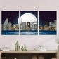 3pcs Night View Triptych Moon Metal Print Ready to Hang Art