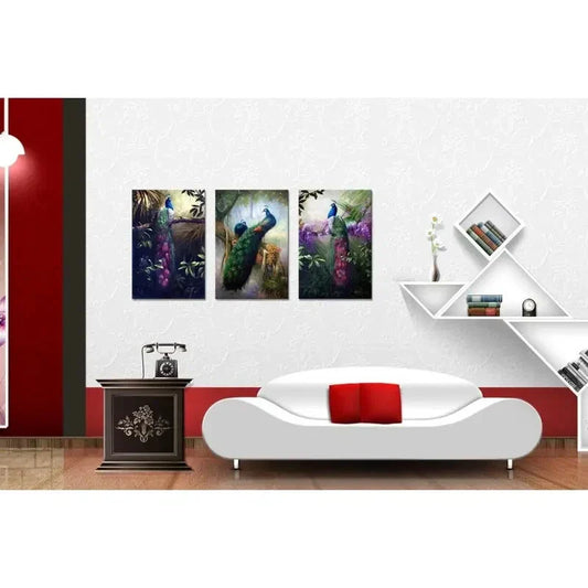 3pcs Modern Pea Rooster Pictures  Metal Print Ready to Hang Art