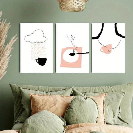 3pcs Tea Party, Milk Cloud, Spring Soup Metal Print Ready to Hang Art