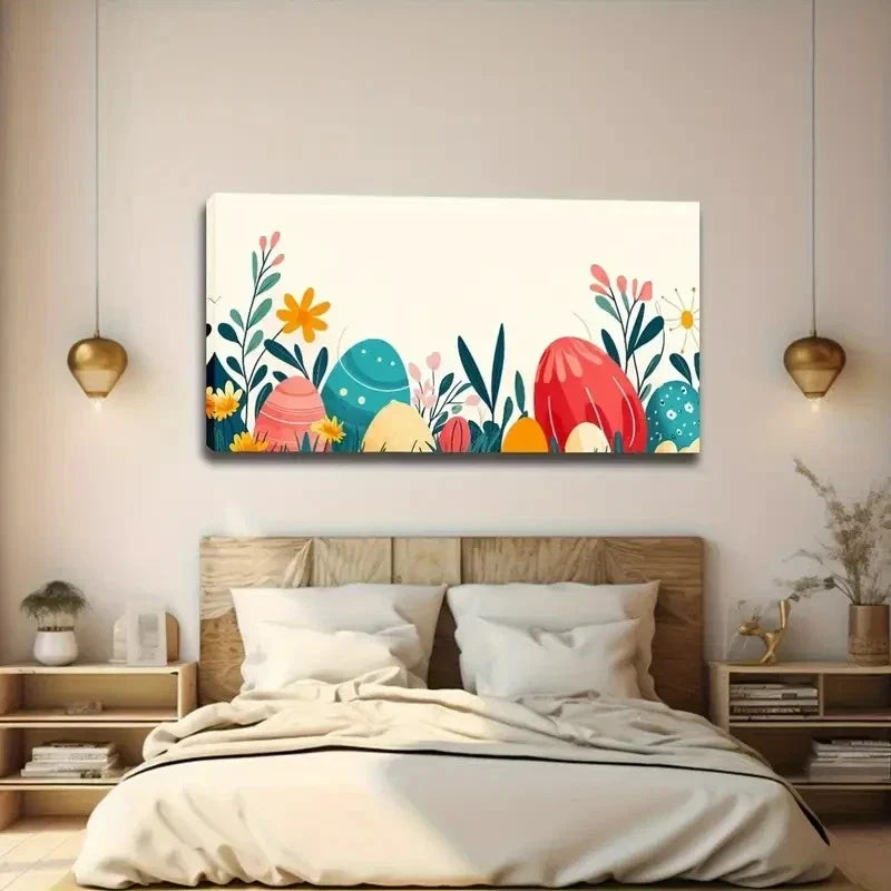 Colorful Easter Eggs Abstract Wall Art Canvas Office Home Room Framed 120x60cm