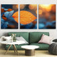3pcs Autumn Leaf During Sunrise Close Up Metal Print Ready to Hang Art