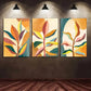 3pcs Touch of Sophistication Colorful Leaves Metal Print Ready to Hang Art