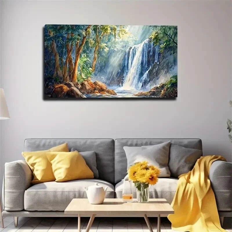Modern Waterfall Comfortable Wall Art Canvas Office Home Room Framed 120x60cm
