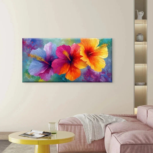 Vibrant Floral with Densely Wall Art Canvas Office Home Room Framed 80x45cm