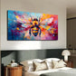 Red & Blue Splash Abstract Wall Art canvas office home room framed 120x60cm