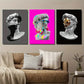 3pcs David Statue Greek Golden Colorful Metal Print Ready to Hang Art