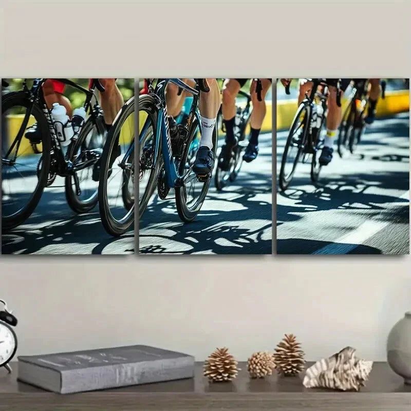 3pcs A Bicycle race  Wall Art Set Canvas Framed 40x60cm - High Quality Print 100% Australian Made Wall Canvas Ready to Hang