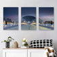 3pcs Modern Architecture at Sunset Futuristic Metal Print Ready to Hang Art