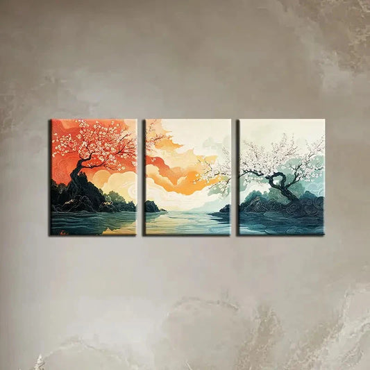 3pcs Colorful Beautiful Scenery Metal Print Ready to Hang Art