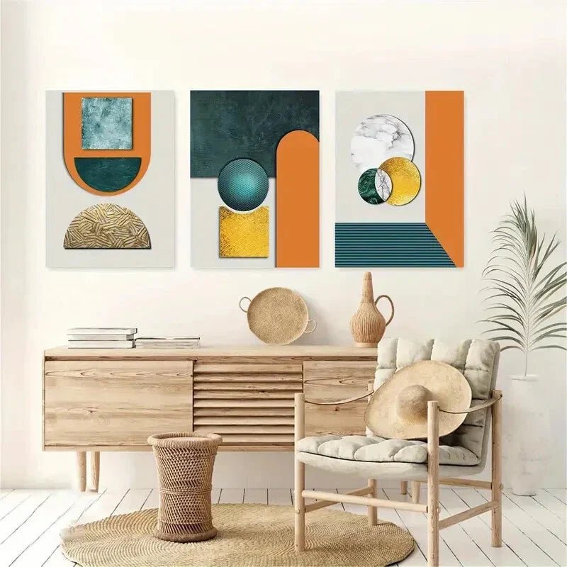 3pcs Colorful Abstract Painting Design Metal Print Ready to Hang Art