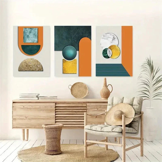 3pcs Colorful Abstract Painting Design Metal Print Ready to Hang Art