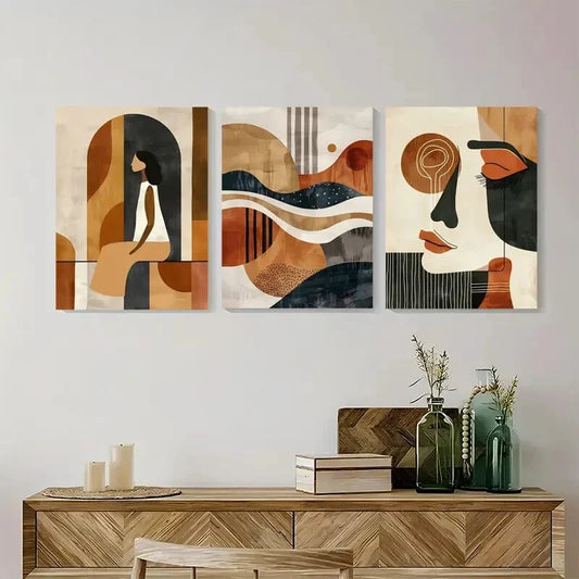3pcs Abstract Human Portrait Minimalist Metal Print Ready to Hang Art