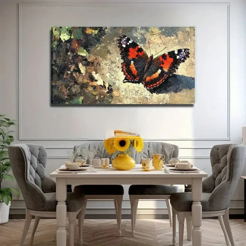 A Red Butterfly Wall Art Canvas Office Home Room Framed 120x60cm
