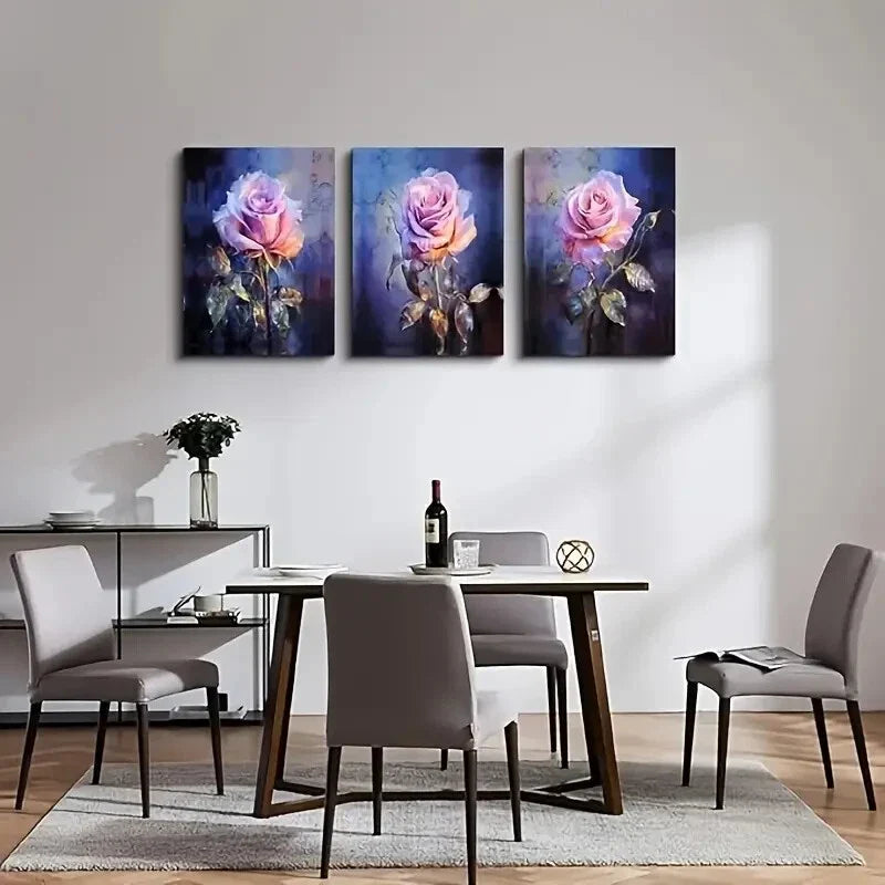 3pcs Rose Flowers Vintage Posters Metal Print Ready to Hang Art