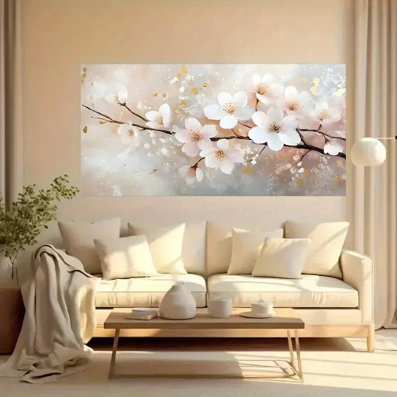 Abstract Pink Plum Blossom wall canvas office home room framed 120x60cm
