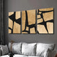 3pcs Geometric Abstract Shape in Beige And Black Wall Art Set Canvas Framed 40x60cm - High Quality Print 100% Australian Made Wall Canvas Ready to Hang