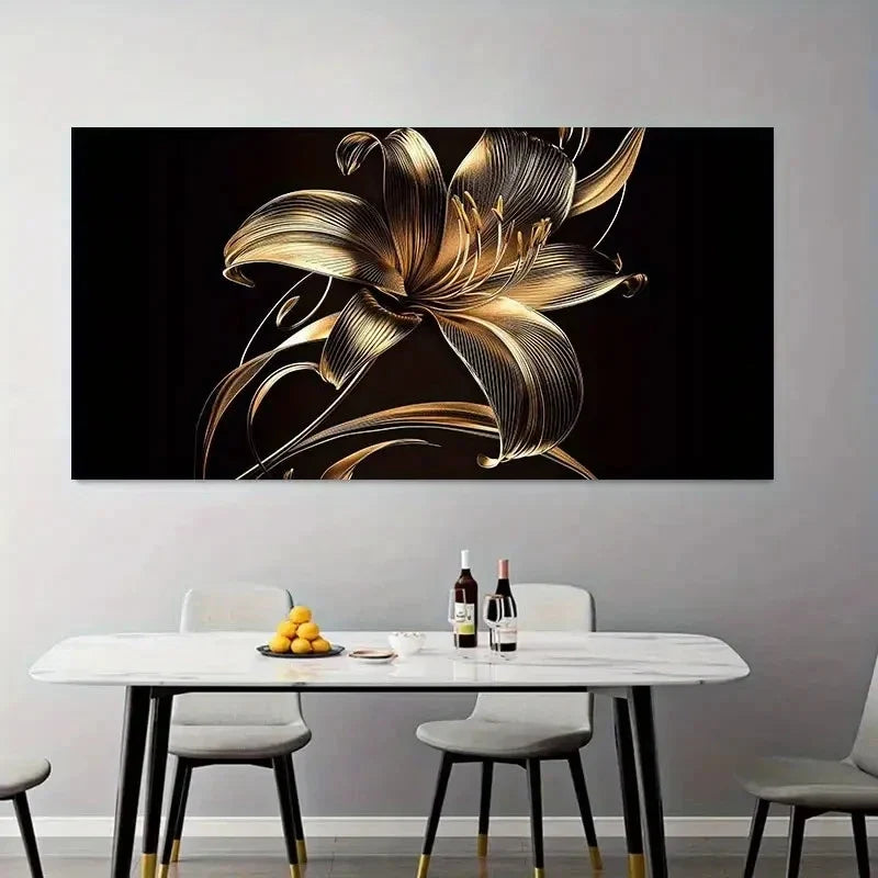 Golden Lily Modern & Chic Wall Art Canvas Office Home Room Framed 80x45cm
