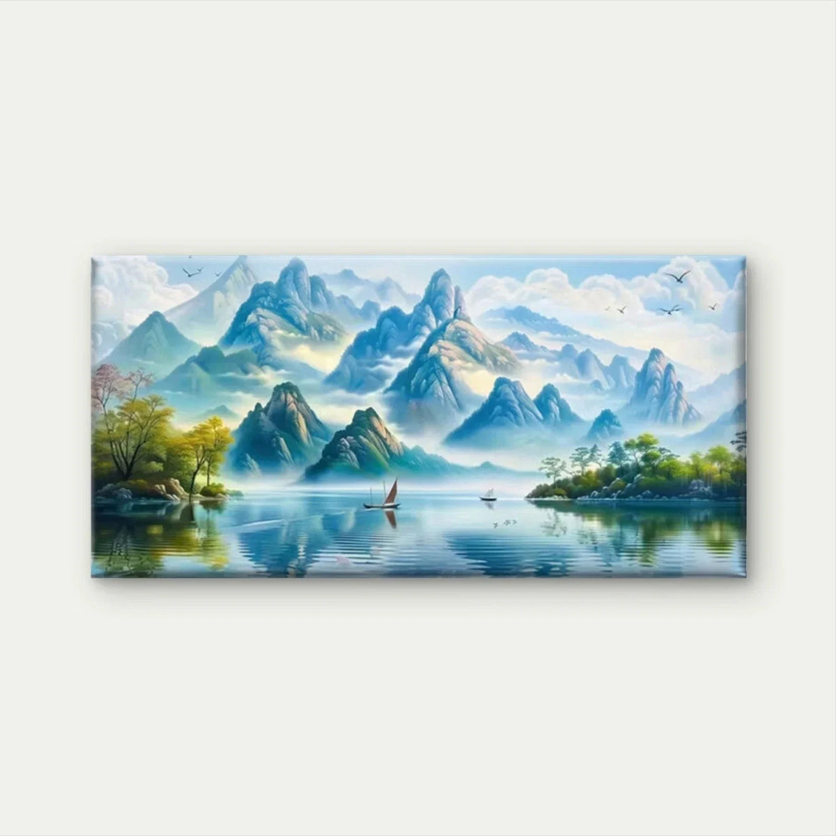 Mountains & Lakes Landscape Wall Art Canvas Office Home Room Framed 120x60cm
