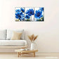 3pcs Design with Vibrant Blue Petals and Green Metal Print Ready to Hang Art