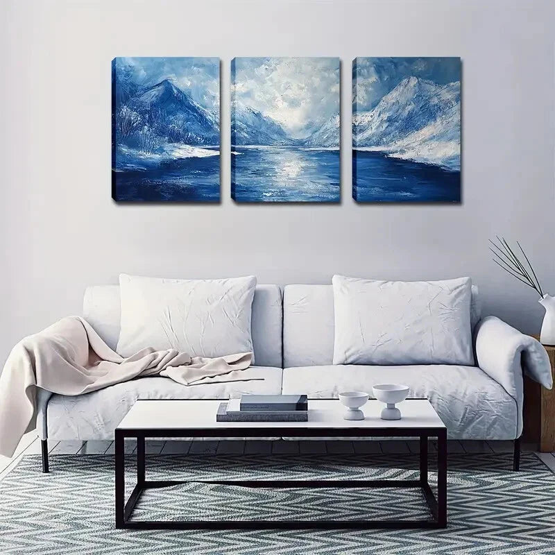 3pcs Immersive, Polar Ice and Snow  Wall Art Set Canvas Framed 40x60cm - High Quality Print 100% Australian Made Wall Canvas Ready to Hang