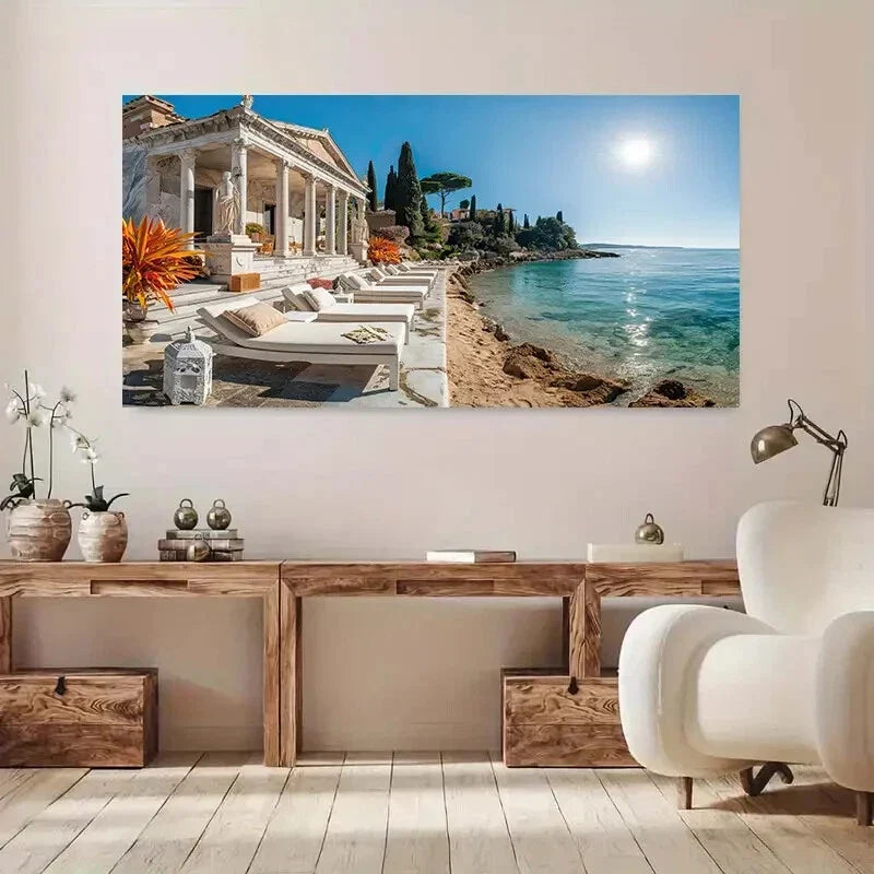Beach Sunlight Trees Wall Art wall canvas office home room framed 120x60cm