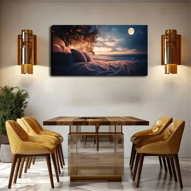 Realistic Starry Night Sky Wall Art Canvas Office Home Room Framed 120x60cm