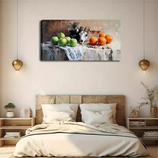 Blue & White Striped Countertop Wall Art Canvas Office Home Room Framed 120x60cm