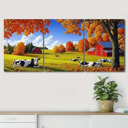 3pcs Autumn Scenery Beautiful Farm Perfect Wall Art Set Canvas Framed 40x60cm - High Quality Print 100% Australian Made Wall Canvas Ready to Hang