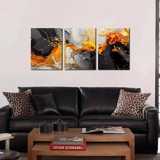 3pcs Abstract Pictures  Metal Print Ready to Hang Art