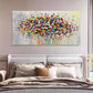 Textured Tree Abstract Colorful Wall Art Canvas Office Home Room Framed 80x45cm