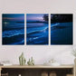 3pcs Glowing Ocean Night Scene Stunning Wall Art Set Canvas Framed 40x60cm - High Quality Print 100% Australian Made Wall Canvas Ready to Hang