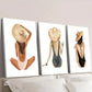 3pcs girl, gouache, beach girl, Wall Art Canvas Unframed/Framed  Wall Art Set Canvas Framed 40x60cm - High Quality Print 100% Australian Made Wall Canvas Ready to Hang