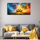 Meditation Silhouette Cosmic Wall Art Canvas Office Home Room Framed 80x45cm