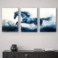 3pcs Blue Horse And Water Wave Metal Print Ready to Hang Art