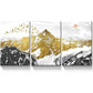 3pcs  Black and White with Golden Birds Metal Print Ready to Hang Art