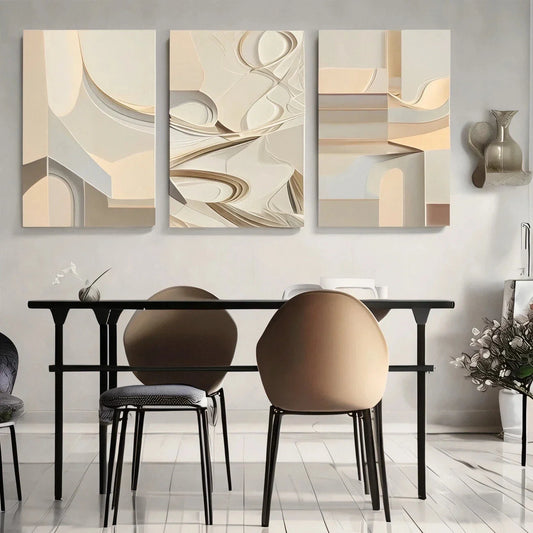 3pcs Abstract Geometric Lines Triple Metal Print Ready to Hang Art