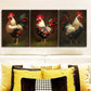 3pcs Vibrant Rooster Metal Print Ready to Hang Art