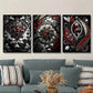 3pcs Black and red gothic jewelry , Metal Print Ready to Hang Art