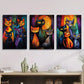 3pcs Vibrant Abstract Cat Metal Print Ready to Hang Art