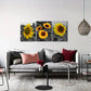 3pcs Black And White Background Sunflowers Metal Print Ready to Hang Art