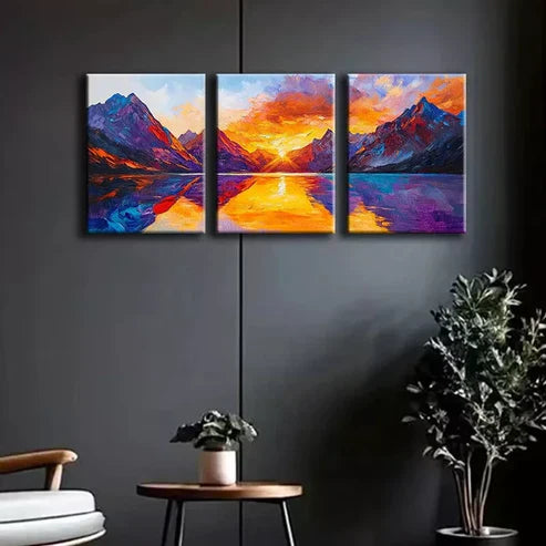 3pcs Featuring A Stunning Mountain Scene Wall Art Set Canvas Framed 60x90cm - High Quality Print 100% Australian Made Wall Canvas Ready to Hang